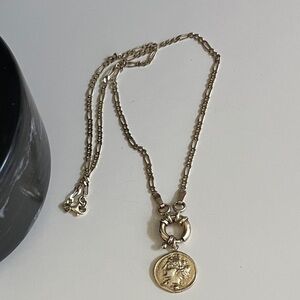 Gold plated 925 Roman coin necklace